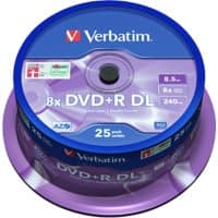DVD + R Verbatim Argenté mat 8 x 8.5 Go Spindle 25 Unités