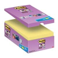 Notes Super Sticky Post-it 76 x 127 mm Jaune canari 90 Feuilles Pack économique 14 blocs + 2 GRATUITS