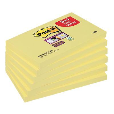 Post-it Super Sticky Notes 127 x 76 mm Geel Rechthoekig Blanco 6 blokken à 90 Vellen Voordeelpak 5 + 1 GRATIS