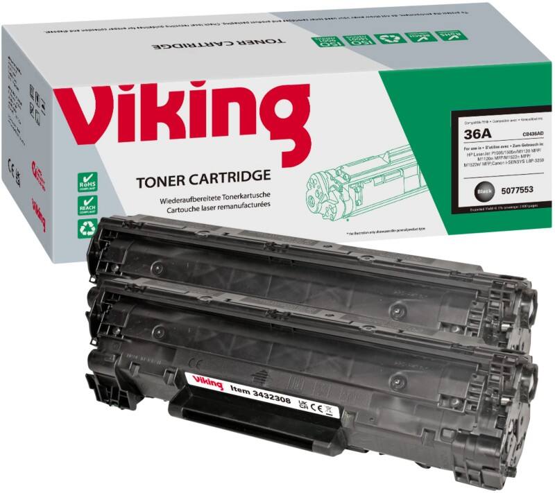 Toner Viking 36A compatible HP CB436A Noir 2 Unités