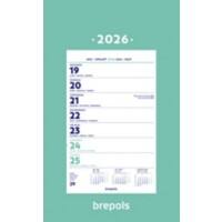Calendrier mural Brepols Calendrier hebdomadaire mural 2026 1 Semaine par page Allemand, Anglais, Français, Néerlandais 34 (L) x 1 (P) x 19 (H) cm Bleu