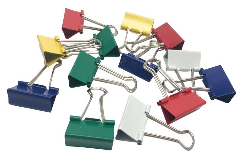 Viking Papierklemmen Foldback Clips 32 mm Rood, geel, blauw, groen, wit 40Mn, metaal 50 Stuks