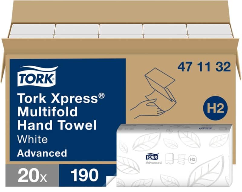 Tork Xpress Advanced  Handdoeken H2 M-vouw Wit 2-laags 471132 20 Stuks à 190 Vellen