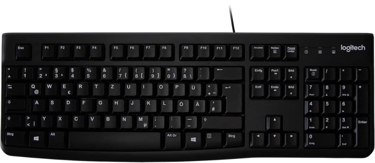 Logitech Draadloos toetsenbord K120 QWERTZ DE USB-A 1,5 m kabel Zwart