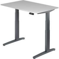 Bureau assis-debout Hammerbacher XBHM VXBHM Hauteur ajustable électriquement Rectangulaire Gris C-Pied 1200 (L) x 800 (P) x 1290 (H) mm Acier, Aggloméré, Aluminium