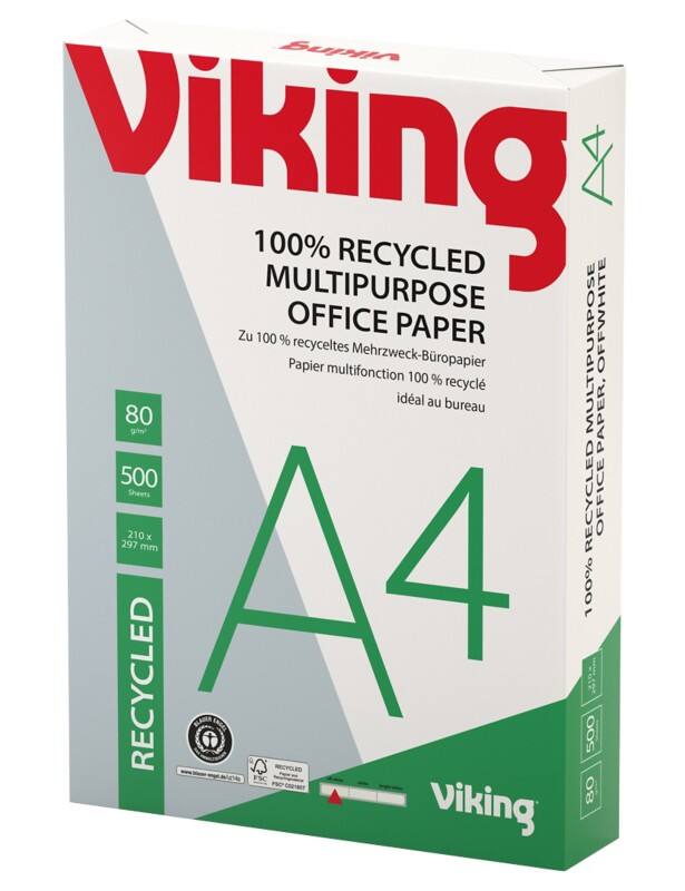 Papier imprimante Off-White A4 Viking Blanc 100 % Recyclé 80 g/m² Lisse 500 Feuilles