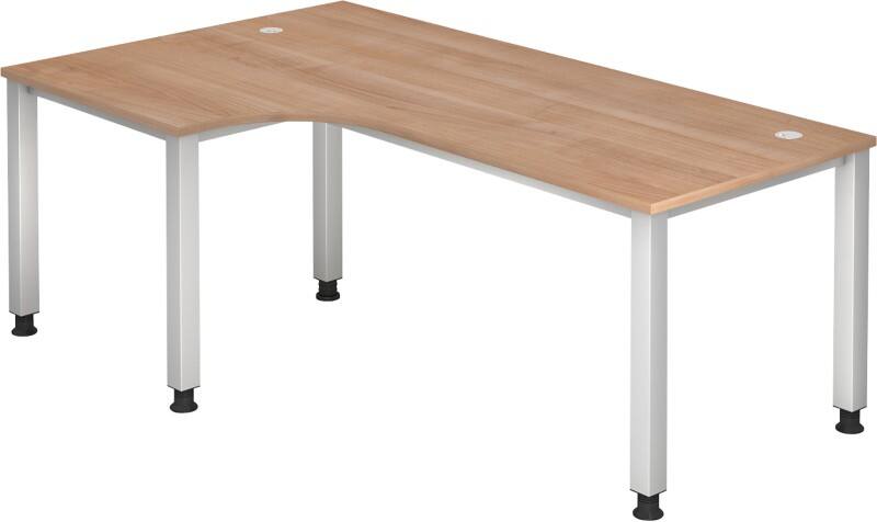 Bureau d'angle Hammerbacher Q Series VQS Rectangulaire Noyer 4 pieds métalliques 2000 (L) x 1200 (P) x 810 (H) mm Acier, Aggloméré