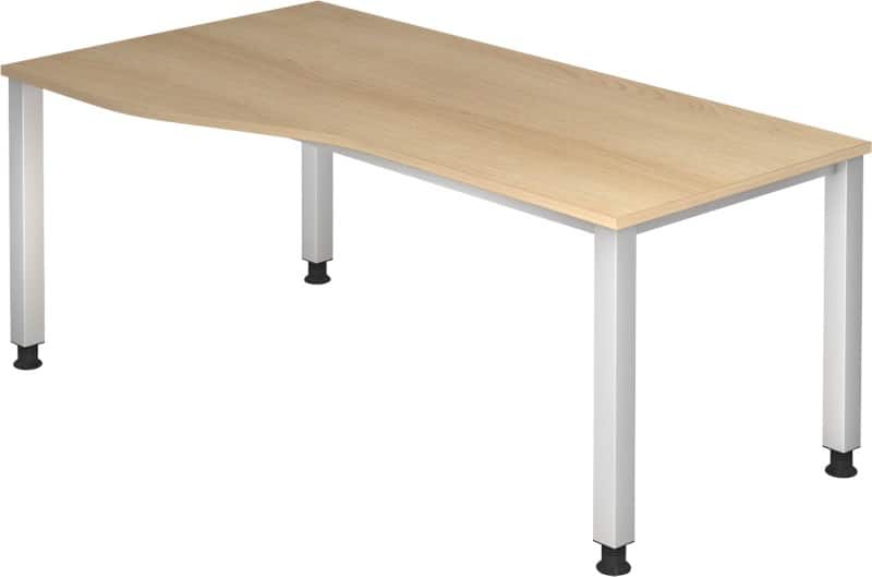 Bureau Hammerbacher VQS Hauteur ajustable Forme libre Chêne 4 pieds métalliques 1800 (L) x 1000 (P) x 810 (H) mm Acier, Aggloméré