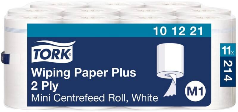 Tork Advanced  Poetspapier M1 Centerfeed Wit 2-laags 0,56 m 101221 11 Rollen à 214 Vellen