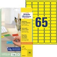 Étiquettes repositionnables Avery L4793-20 Jaune 38,1 x 21,2 mm Rectangulaire 20 feuilles de 65 étiquettes