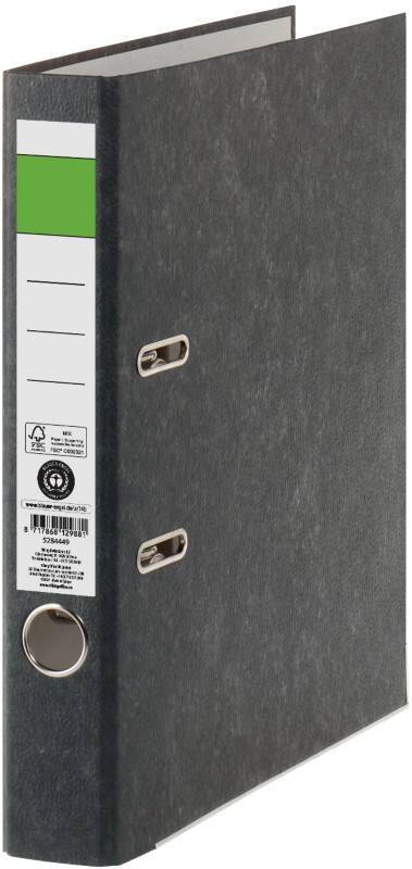 Classeur à levier Viking Étroit Grüner Balken A4 50 mm Noir 2 Anneaux Carton Effet Marbre Portrait