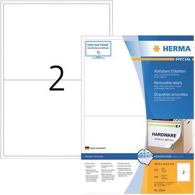 HERMA 10314 Verwijderbare Etiketten Wit Rechthoekig 200 Etiketten per pak