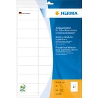 Étiquette d'adresse HERMA 4430 A4 Blanc 67 x 30 mm 20 Feuilles de 27 Étiquettes