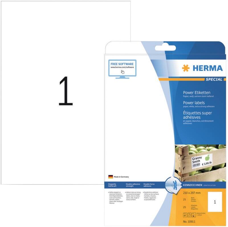 Étiquettes super adhésives HERMA 10911 Blanc Rectangulaires 25 Étiquettes par paquet 10911