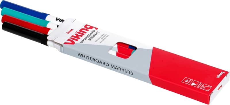Viking WBS2 Niet-permanent Whiteboard-marker Kleurenassortiment Medium Ronde punt - 2,0 mm 4 Stuks