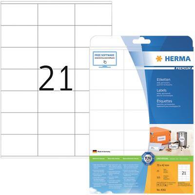 HERMA Multifunctionele etiketten 4361 Wit 70 x 42 mm 25 Vellen à 21 Etiketten