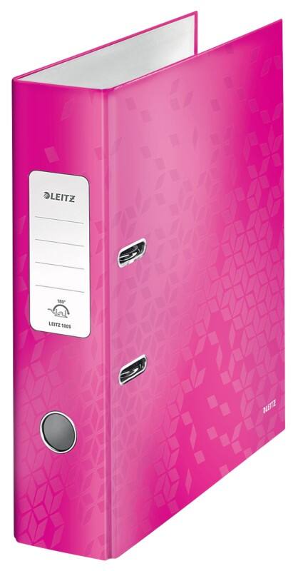 Leitz 180° WOW Breed Classeur A4 80 mm Roze 2 Ringen 1005 Gelamineerd karton Staand