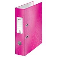 Classeur à levier Leitz Large 180° WOW A4 80 mm Rose 2 Anneaux 1005 Carton laminé Portrait