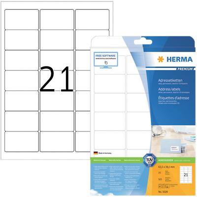 HERMA Multifunctionele etiketten 5029 Wit 63,5 x 38,1 mm 25 Vellen à 21 Etiketten