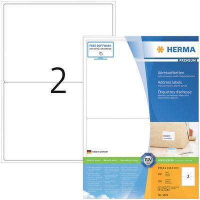 HERMA Multifunctionele etiketten 4249 Wit 199,6 x 143,5 mm 100 Vellen à 2 Etiketten