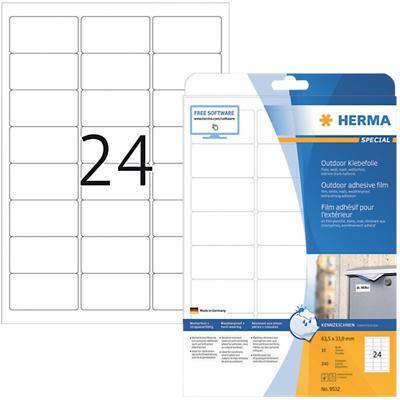 HERMA Speciale etiketten 9532 Wit 63,5 x 33,9 mm 10 Vellen à 24 Etiketten