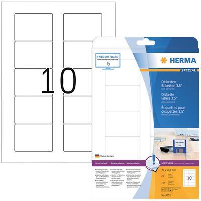 Étiquettes de CD / DVD / disquette HERMA 4355 Blanc Rectangulaires 250 Étiquettes par paquet 4353