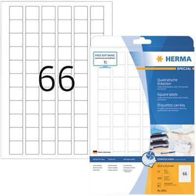 HERMA Inkjet-etiketten 8831 Wit 25,4 x 25,4 mm 25 Vellen à 66 Etiketten