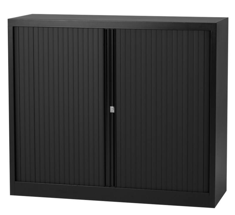Armoire à portes coulissantes Bisley EuroTambour Acier 1 Étagère Verrouillable 1200 x 430 x 1030 mm Noir