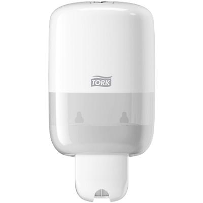 Distributeur Mini pour Savon liquide Tork, Shampooing, Lotions et Désinfectant WC - 561000 - Système S2 compact et économique, blanc