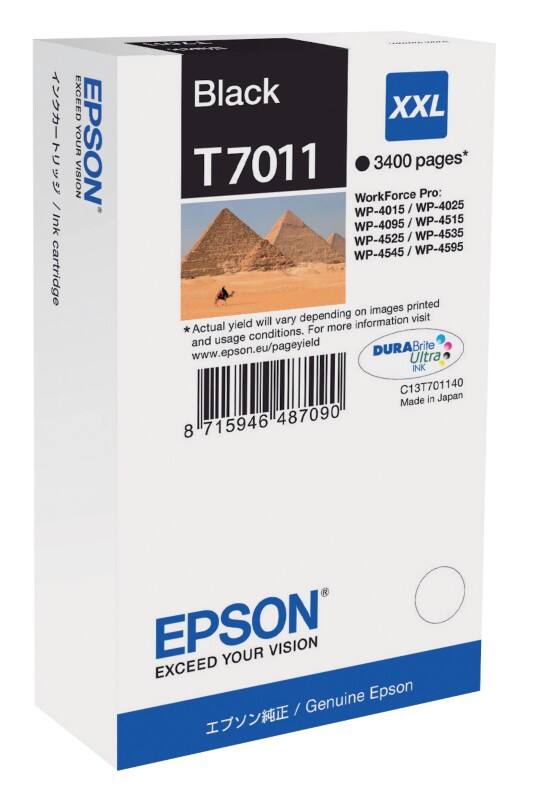 Cartouche jet d'encre Epson T7011 D'origine C13T70114010 Noir