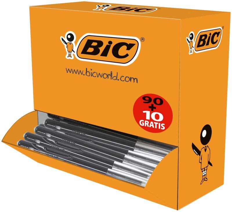 Stylo-bille BIC M10 Rétractable Noir 0,4 mm Moyen Bille 100 Unités