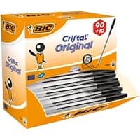 BIC Value Pack Cristal Balpennen Zwart 90 + 10 GRATIS 100 Stuks