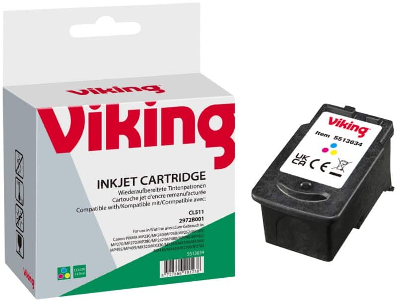 Viking CL-511 compatibele Canon inktcartridge cyaan, geel, magenta