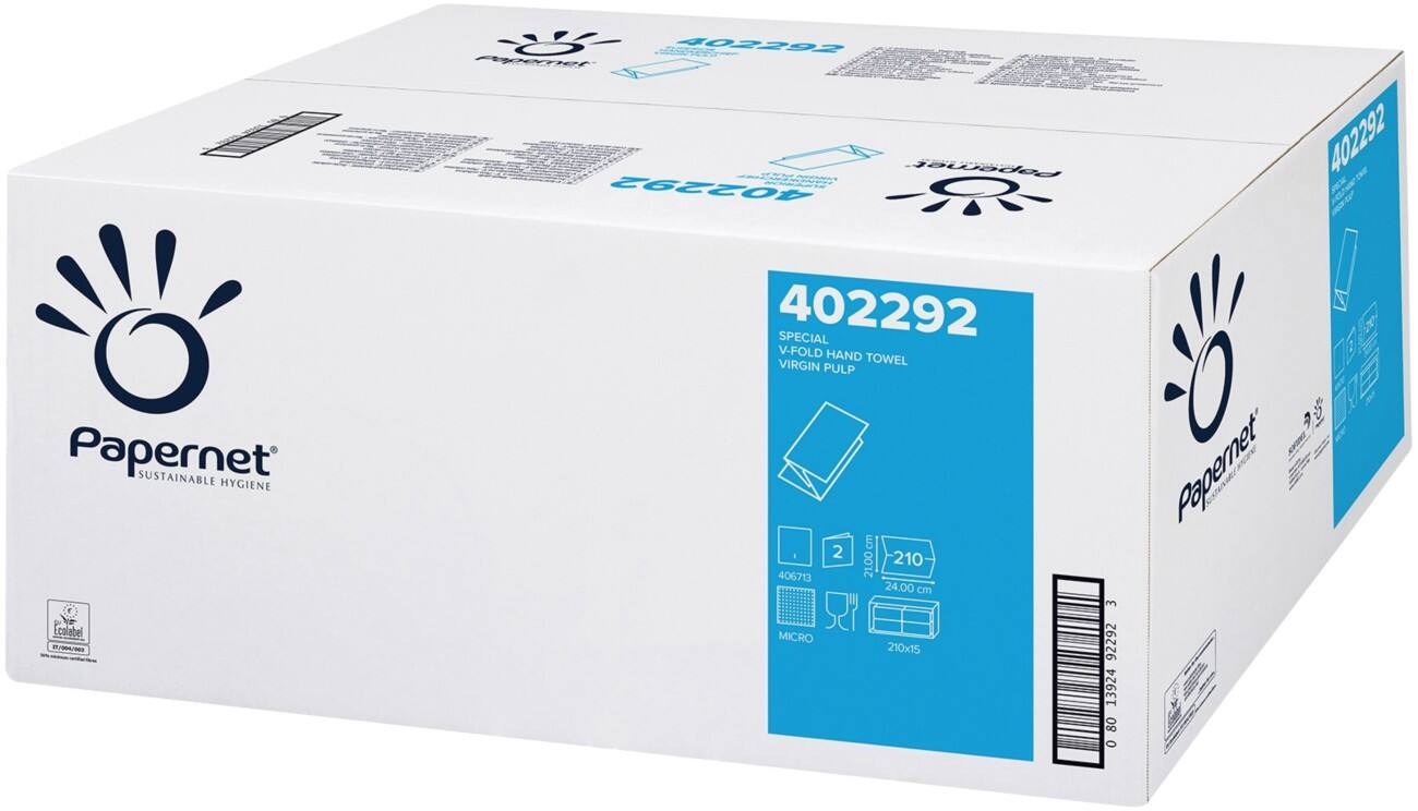 Papernet Papieren handdoeken 402292 2-laags V-vouw Wit 15 Stuks à 210 Vellen