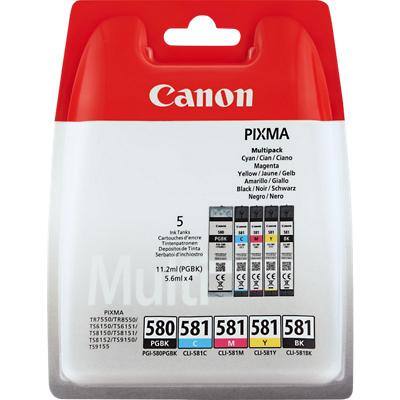 Canon PGI-580 Origineel Inktcartridge Zwart, cyaan, magenta, geel Multipack 5 Stuks
