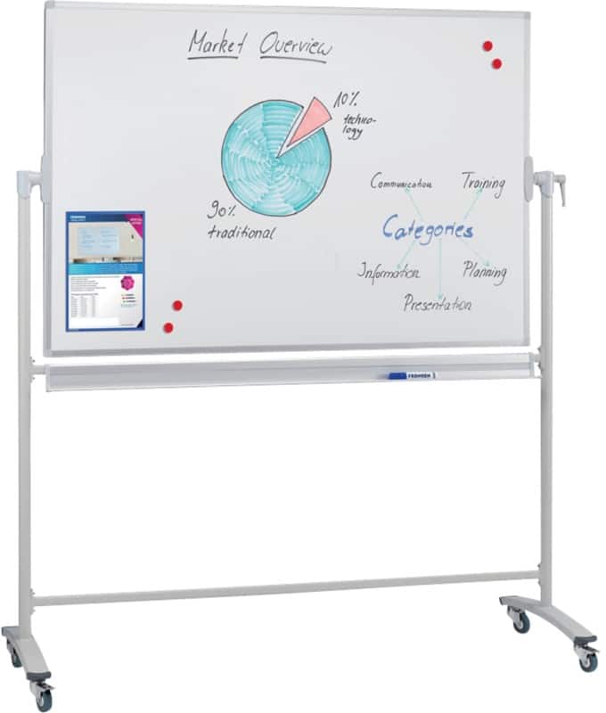 Tableau blanc mobile Franken X-traline Autoportant Magnétique Double face 120 (L) x 90 (H) cm Gris
