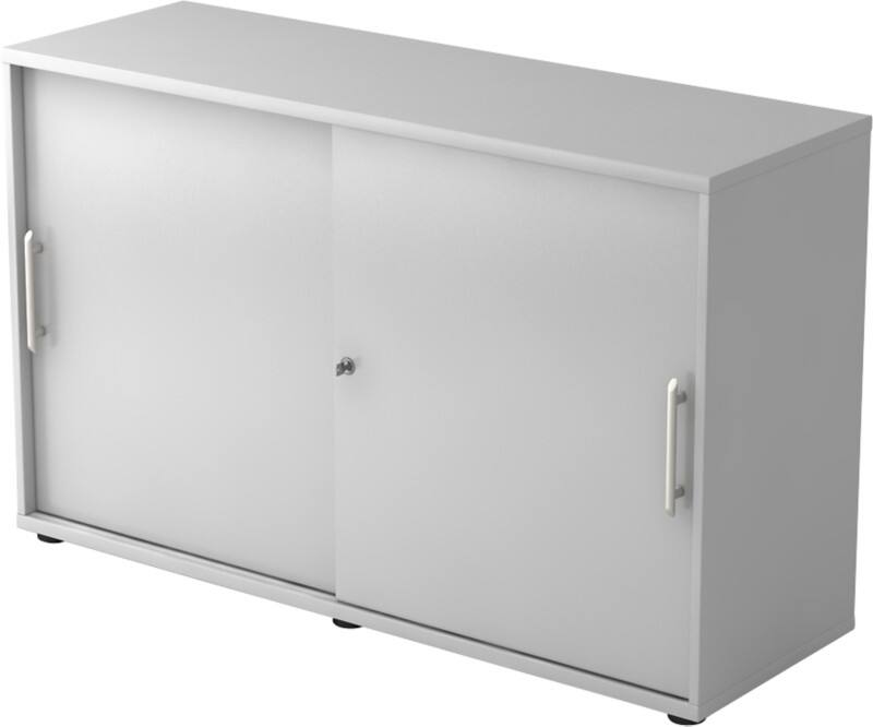 Hammerbacher Schuifdeurenkast Spaanplaat 1 Plank Afsluitbaar 1.200 x 400 x 748 mm Grijs