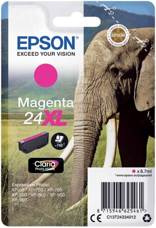 Cartouche jet d'encre Epson 24XL D'origine C13T24334012 Magenta