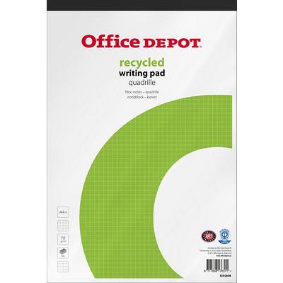 Bloc-notes Office Depot Blanc A4+ Reliure supérieure Quadrillé Recyclé micro perforé 50 feuilles Paquet de 5