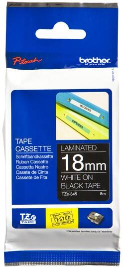 Brother TZe-345 Authentiek Labeltape Zelfklevend Wit op zwart 18 mm x 8m