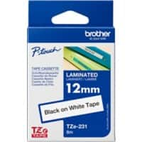 Brother P-touch Etiketteertape Authentiek TZe-231 Zelfklevend Zwart op Wit 12 mm x 8 m