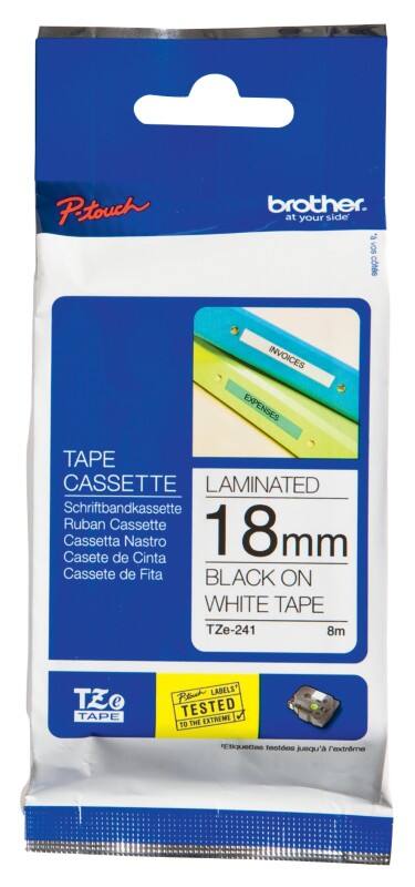 Brother P-touch Etiketteertape Authentiek TZe-241 Zelfklevend Zwart op Wit 18 mm x 8 m