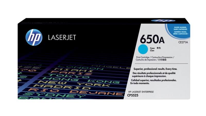Toner HP D'origine 650A CE271A Color Laserjet Pro CP5525 Cyan