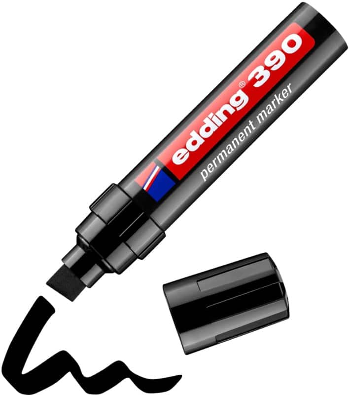 edding 390 Permanent Permanentmarker Zwart Extra breed Beitelpunt 12 mm