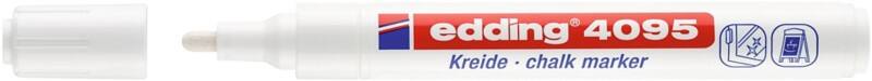 Marqueur craie edding 4095 Non permanent Blanc Moyen Ogive 3 mm