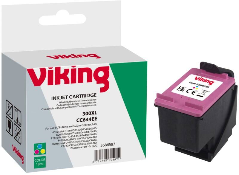 Cartouche jet d'encre Viking 300XL Compatible HP CC644EE Cyan, magenta, jaune