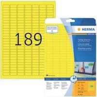 Étiquettes universelles HERMA 4243 Adhésif A4 Jaune 25.4 x 10 mm 20 Feuilles de 189 Étiquettes