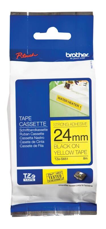 Ruban d'étiquettes Brother TZES651 Noir sur Jaune 24 mm x 8 m