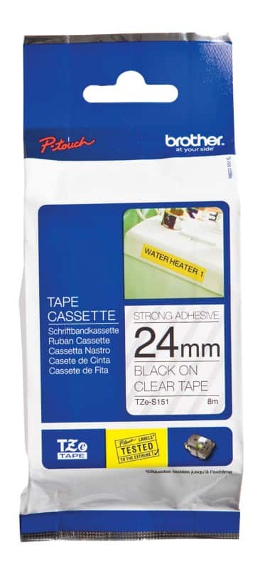 Ruban d'étiquettes Brother TZe151 Noir sur Transparent 24 mm x 8 m