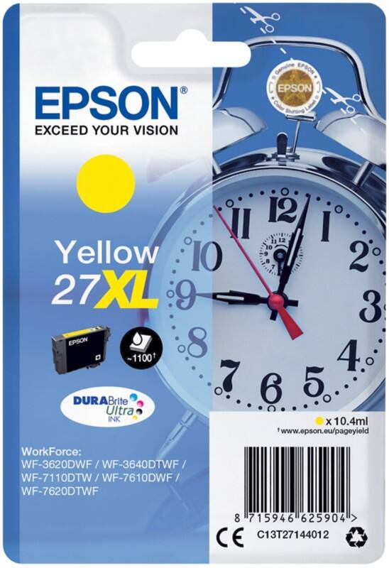 Cartouche jet d'encre Epson 27XL D'origine C13T27144012 Jaune